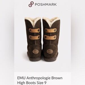 Emu Womens Mid-calf Zoe Boots Size W9 Chocolate Brown 100% Merino Wool Suede EUC